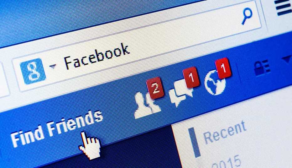 Facebook.com homepage on the screen showing unread friend request, unread likes and more. Facebook.com homepage on the screen showing unread friend request, unread likes and more.