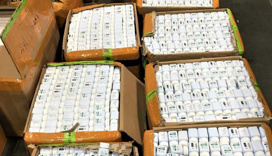 boxes of counterfeit viagra seized by u s customs and border protection