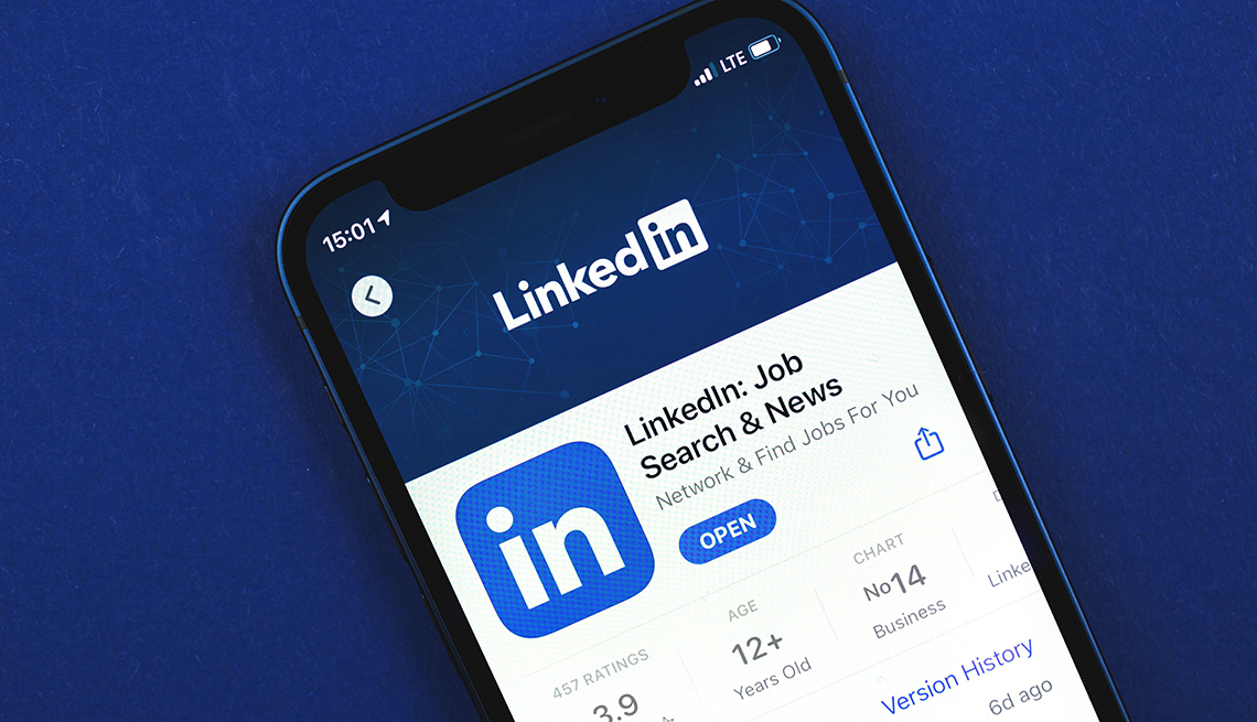 Linkedin app on a smartphone