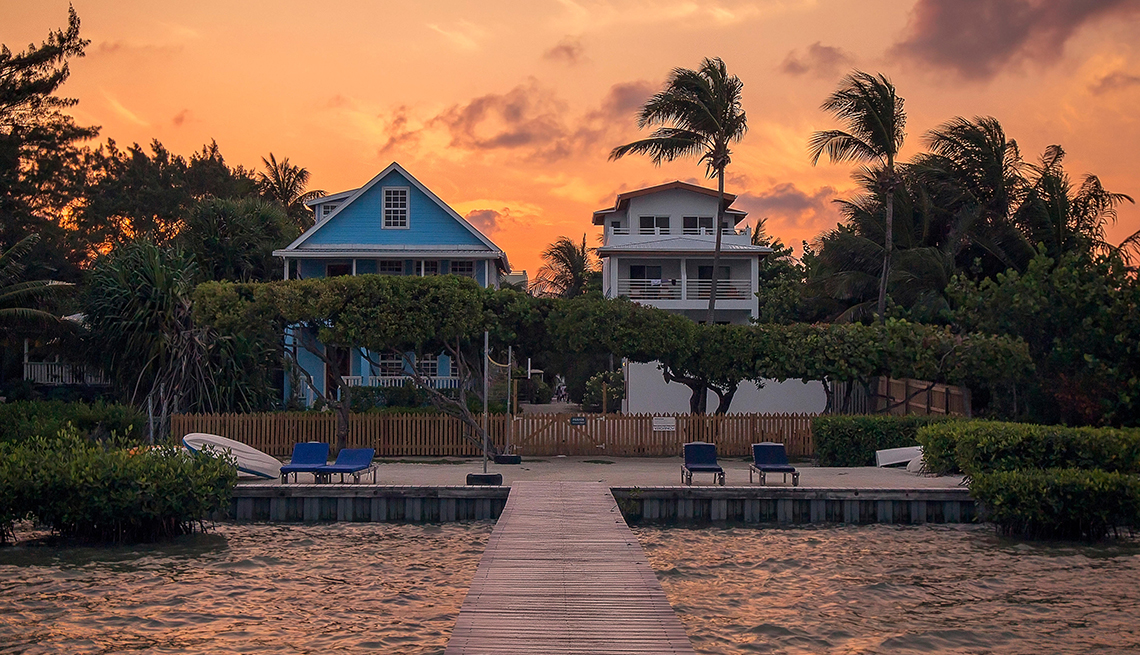 Houses on a dock in Belize