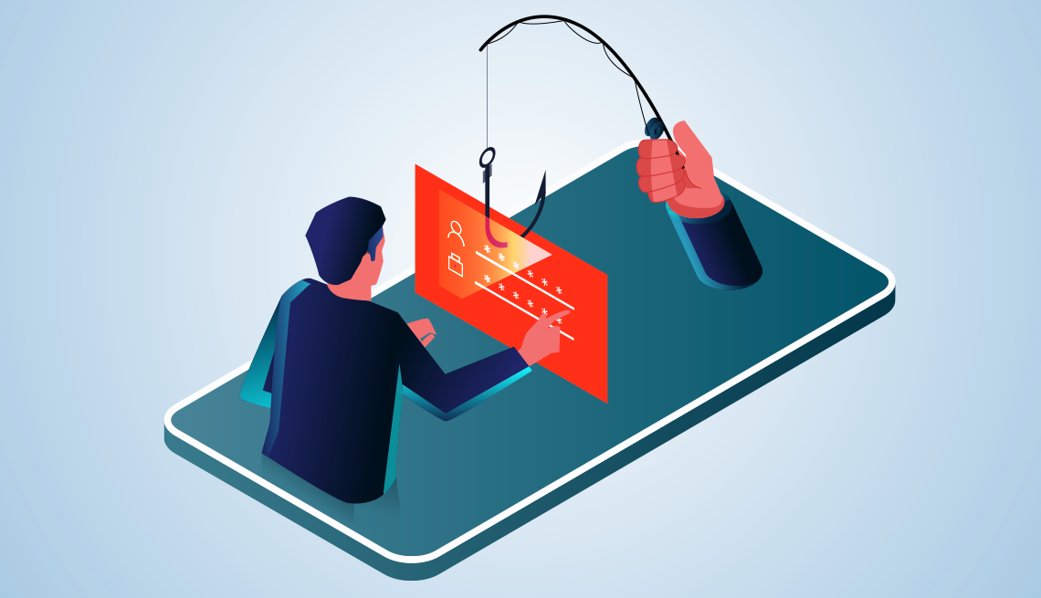 a person getting their password stolen through a phishing attack