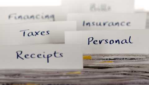 File labels showing personal financial and tax record filing system File labels showing personal financial and tax record filing system