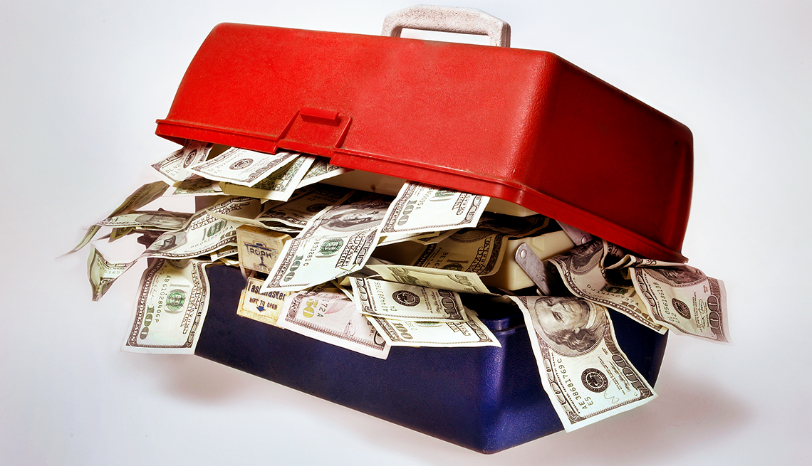 tool box full of money 