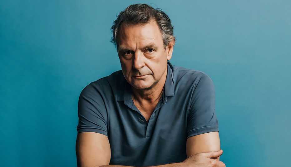 a man on a blue background