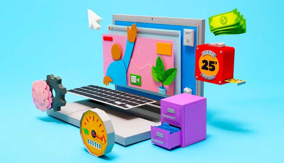 Computer graphic showing computer features