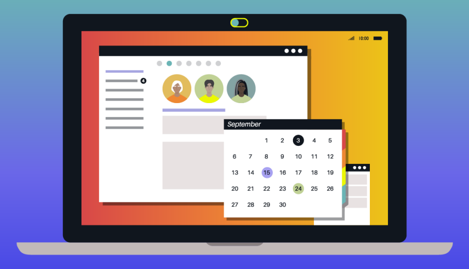 a laptop with email opened and a calendar selected