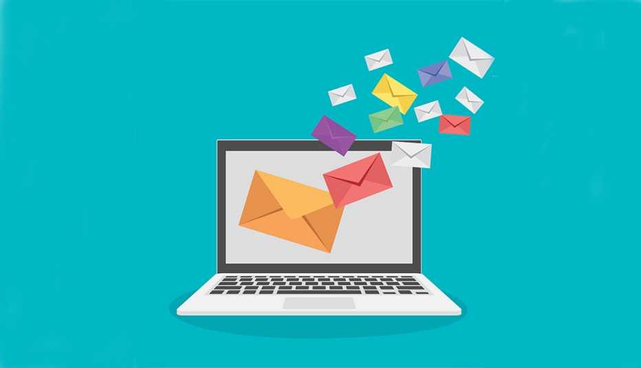colored email icons flutter away from a laptop colored email icons flutter away from a laptop