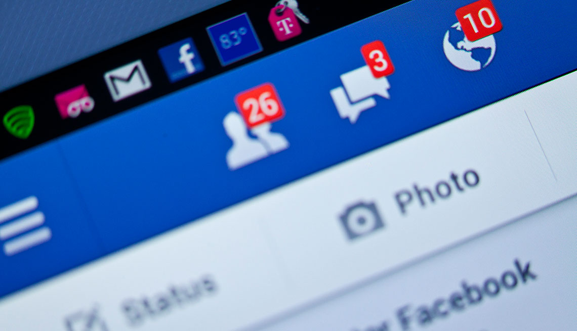 Close-up view of 10 facebook notifications on a smart phone. Facebook is a social networking service, owned and operated by Facebook, Inc.