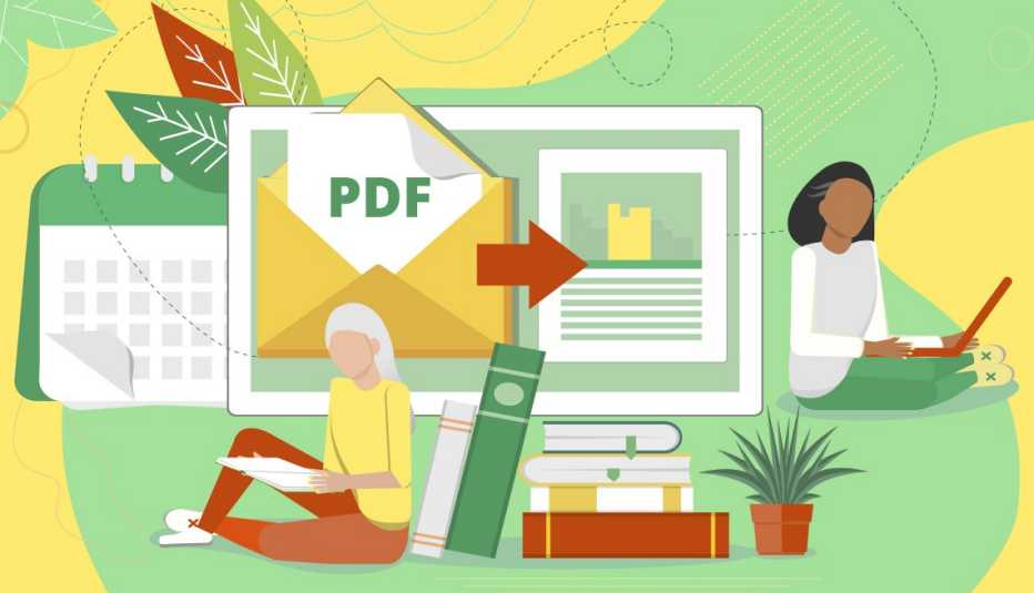 two women creating and sending each other p d f files