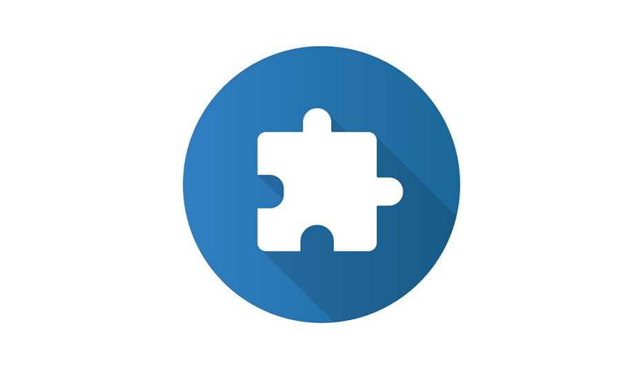 a browser extension icon in a blue circle on a white field
