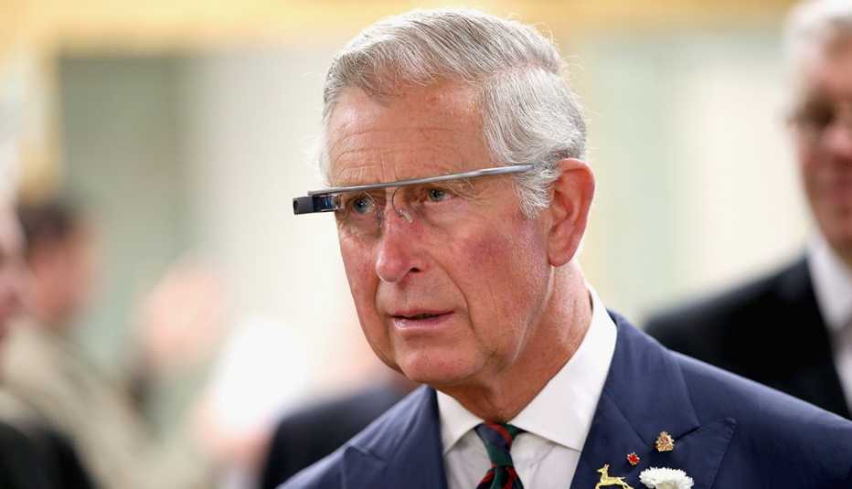 photo from twenty fourteen of then prince charles wearing google glass glasses