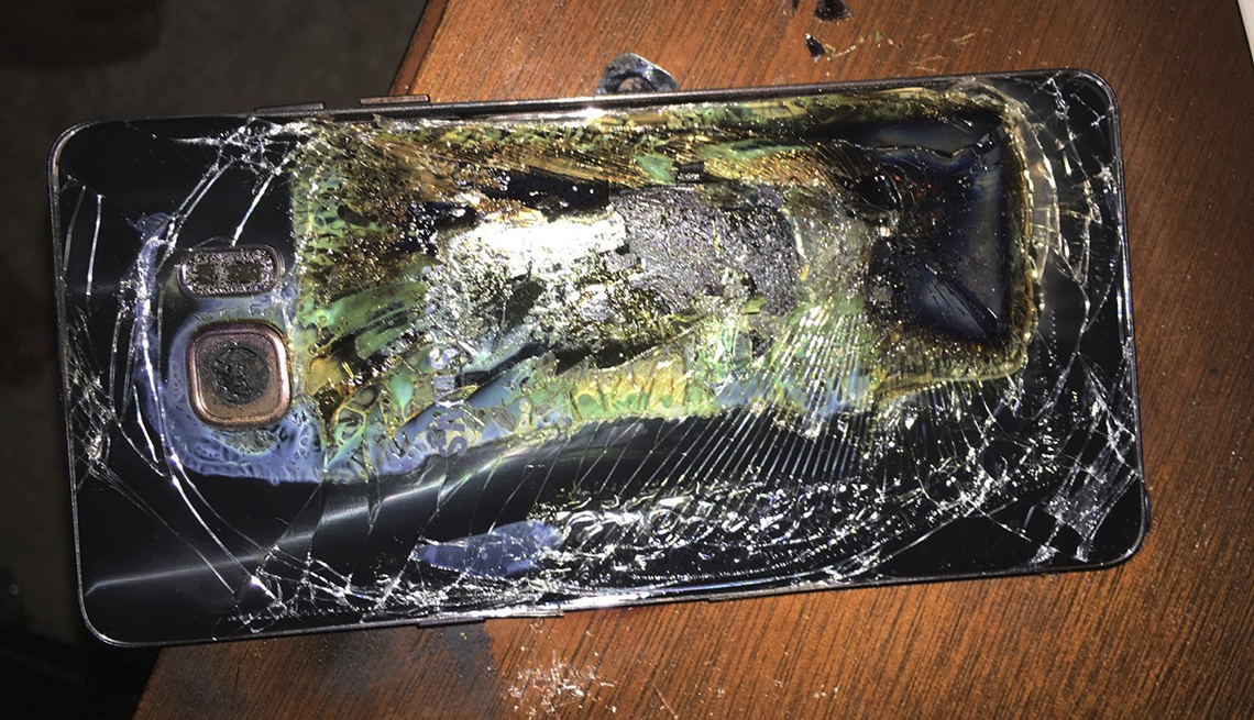 a burned samsung galaxy note 7