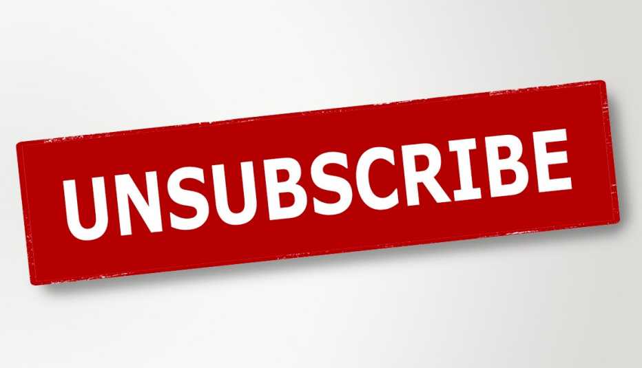 the word unsubscribe in white on a red bar the word unsubscribe in white on a red bar