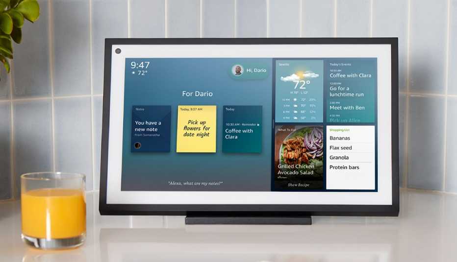 amazon echo show screen on a countertop