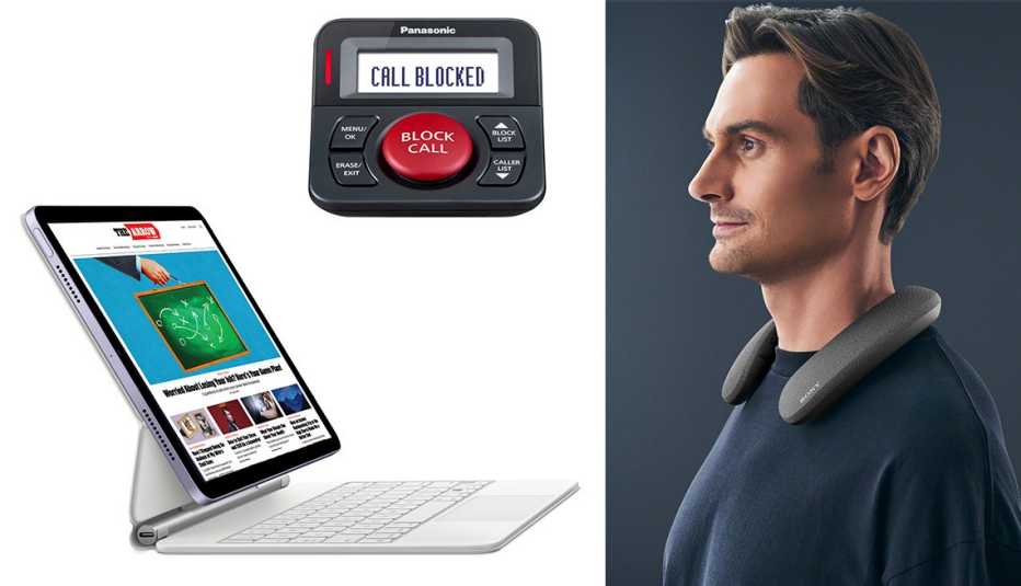 left to right keyboard for ipad then call blocker then personal wrap around neck speaker left to right keyboard for ipad then call blocker then personal wrap around neck speaker
