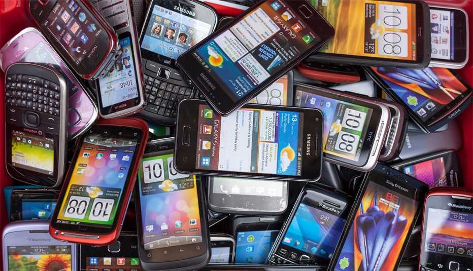pile of smartphones