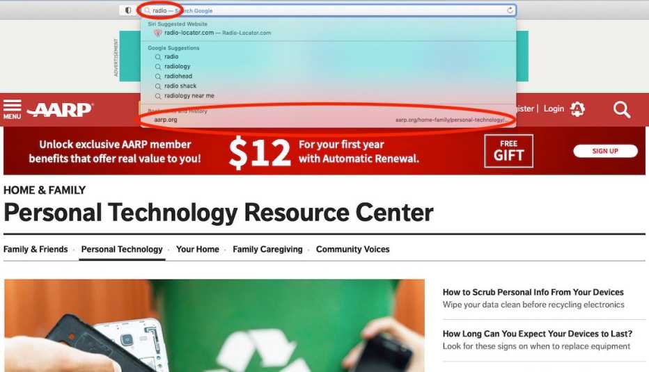 a panel showing how to view your browser history in safari
