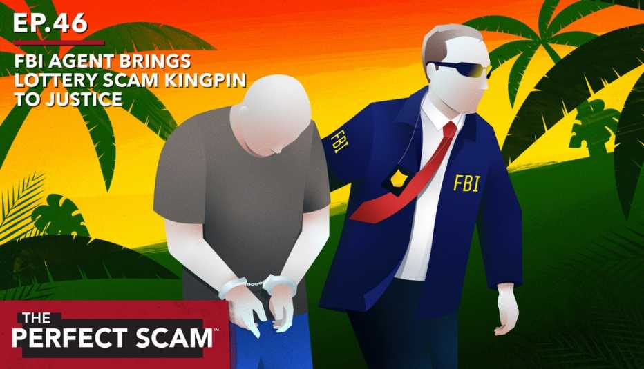 a man wearing an fbi outfit leads a man in handcuffs