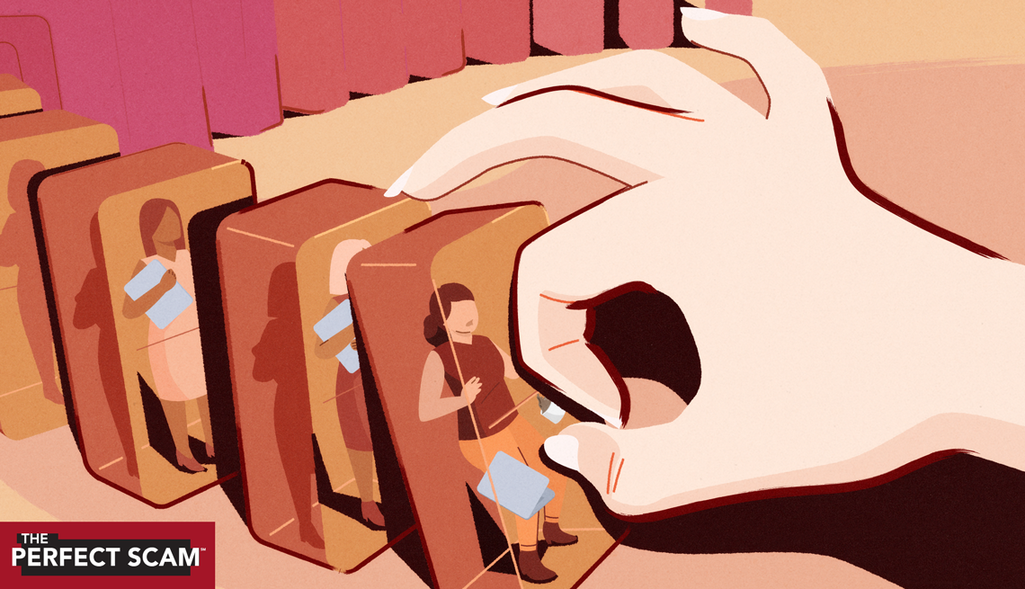 a hand is knocking over dominoes with people inside of them