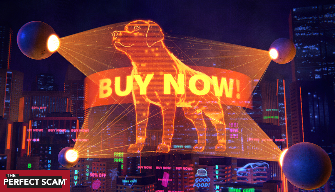 illustration of a dog with the words "Buy Now" over top of the dog