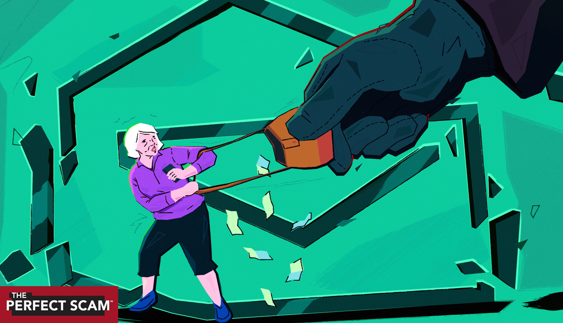 a woman fights against a large hand trying to steal her purse