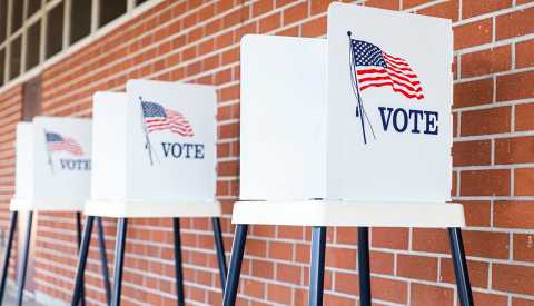 voting booths at a polling location