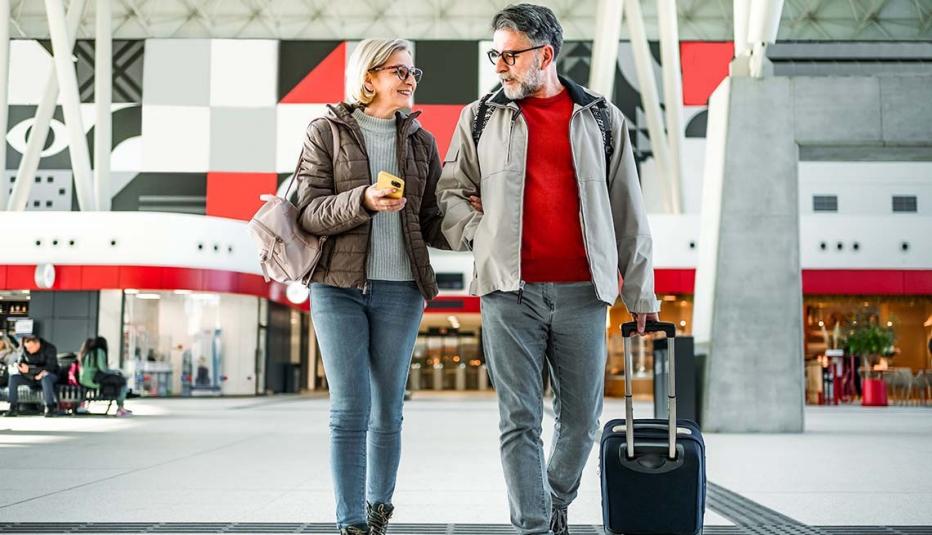 Older couple at airport