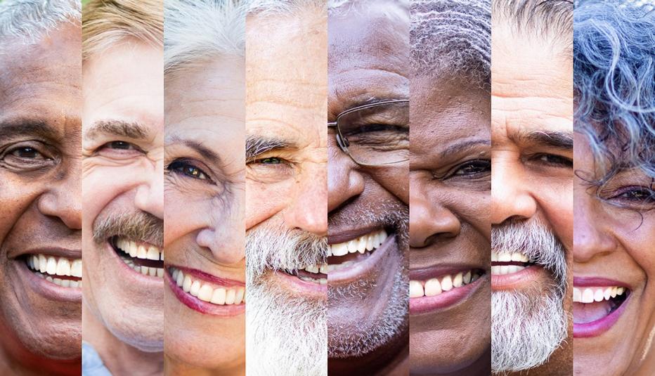 Collection of diverse senior American faces smiling