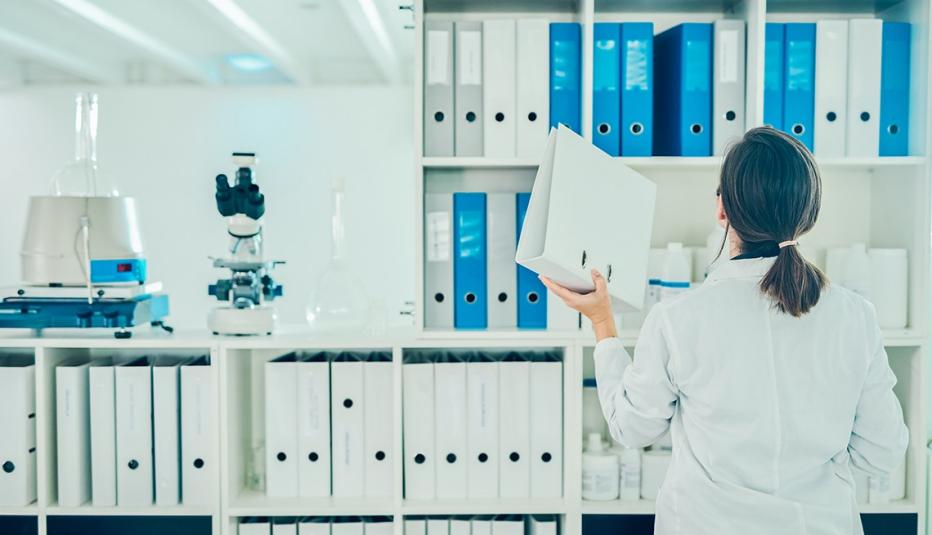 Researcher filing records