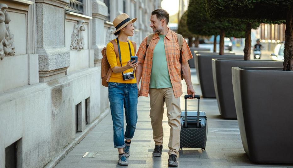 Older couple traveling