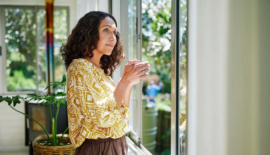 Older woman drinking tea