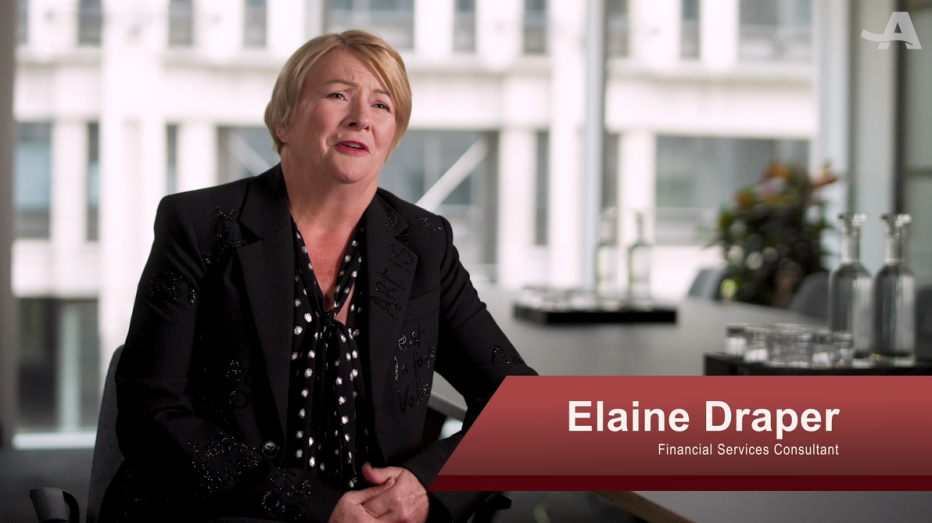 banksafe draper business case Elaine Draper sitting at table