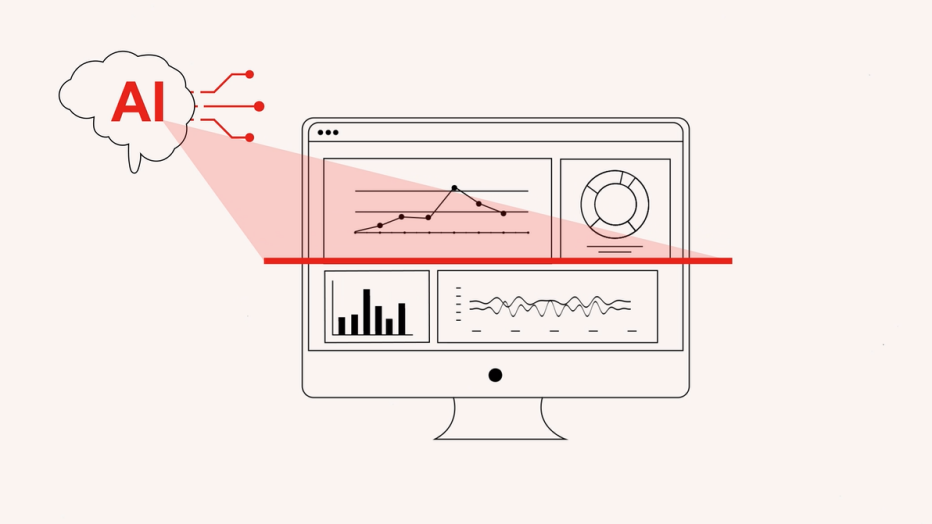 banksafe using ai illustration of computer with "AI" in red on upper left side
