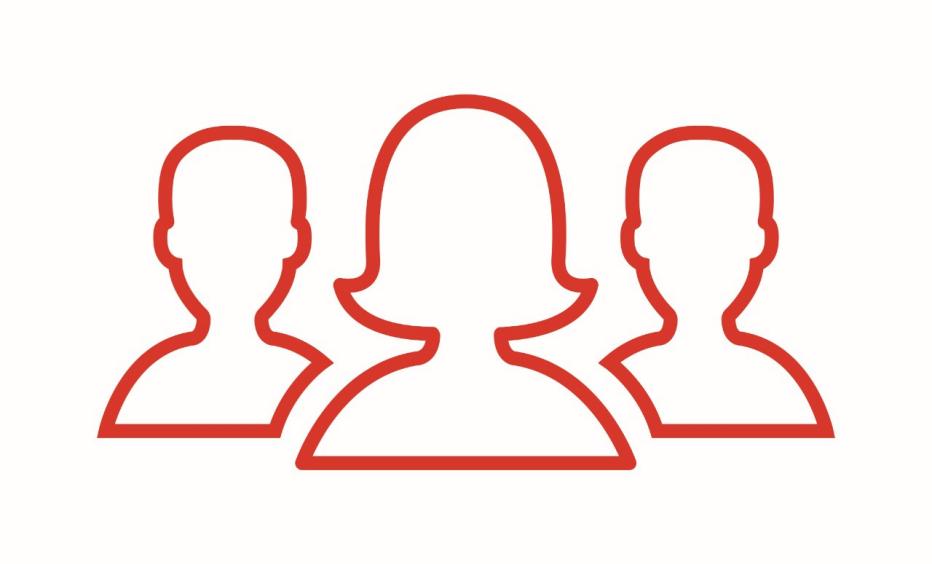 A woman and two men outline drawing icon