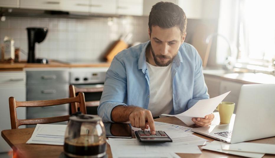 Man reviews financial records