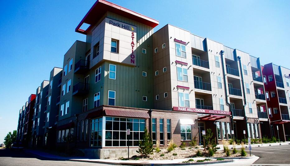 The exterior of the Park Hill Station apartment building in Denver. The exterior of the Park Hill Station apartment building in Denver.