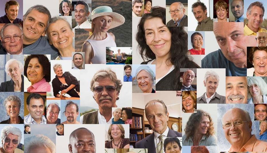 Collage of older smiling faces