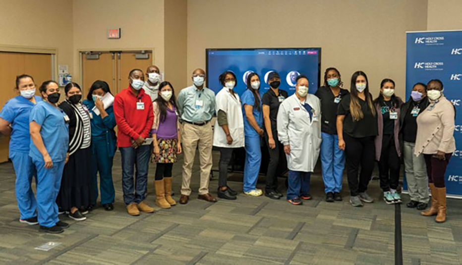 large group of diverse hospital staff