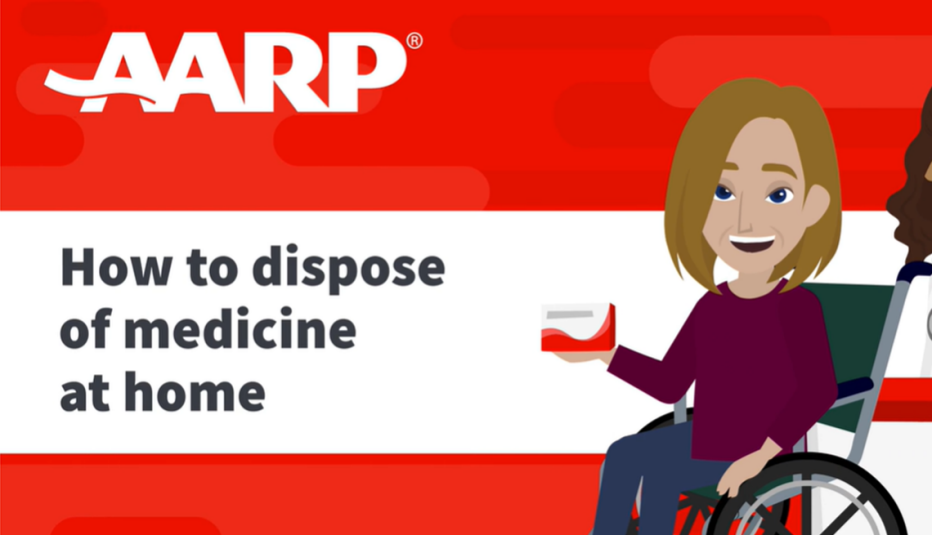 How to dispose of medicine at home illustration of person in wheelchair holding medicine