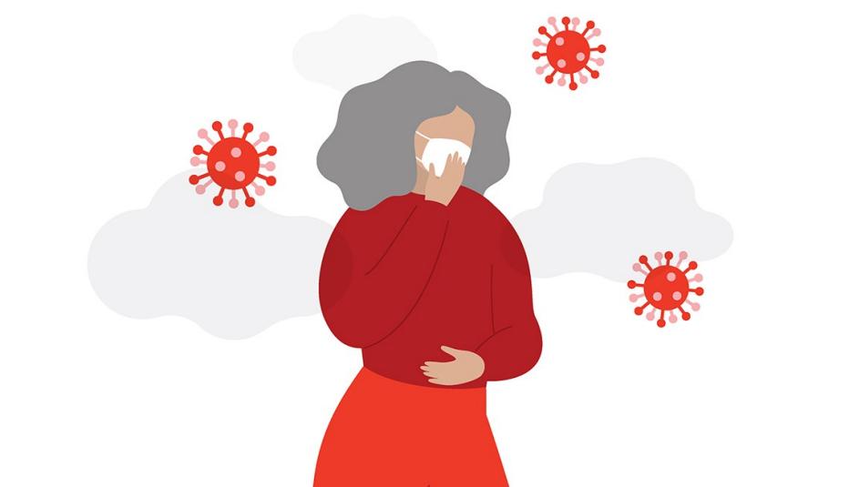 Woman masking against covid virus