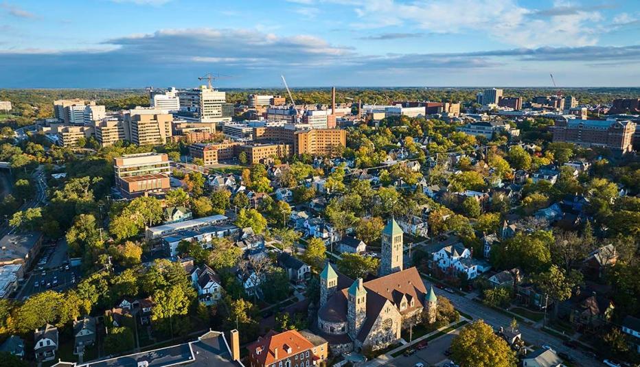 Ann Arbor, Michigan aerial view