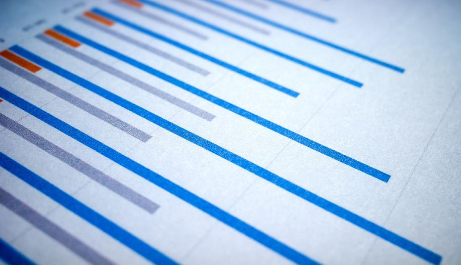 Close-up of bar graph paper print out