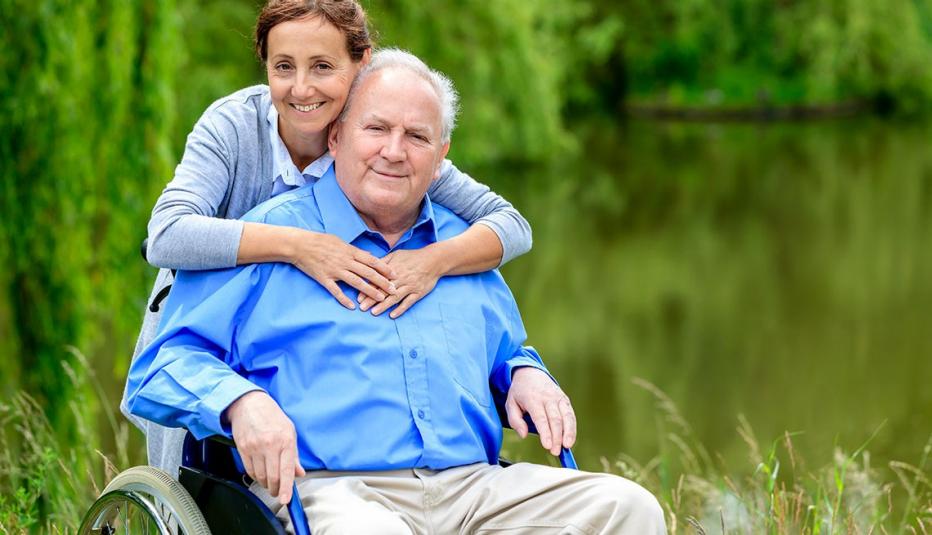 Caregiver with Senior Man at the Park