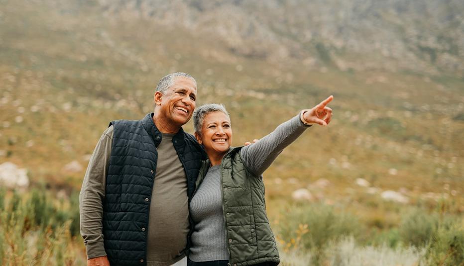 Older couple hiking