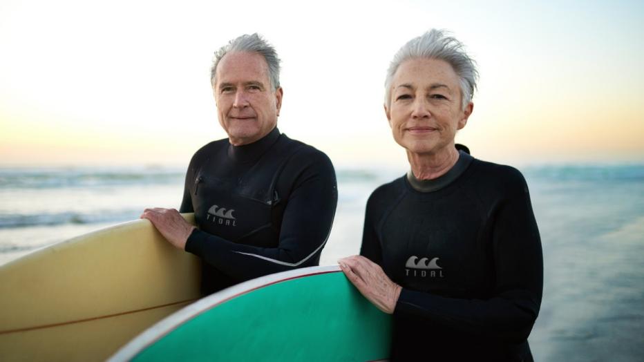 Senior Surfers at the Beach