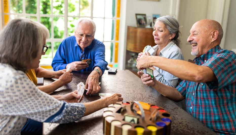 Older adults playing cards