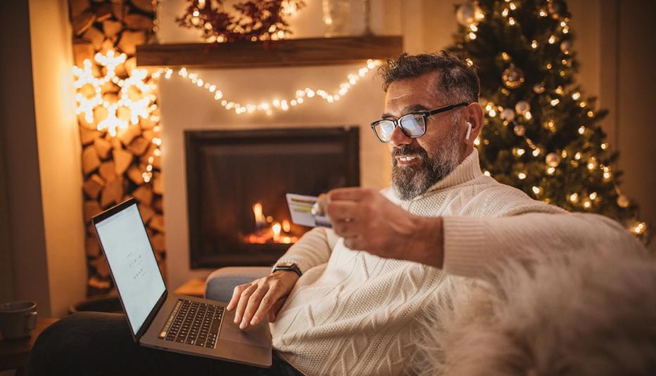 Man Holiday Shopping from Home