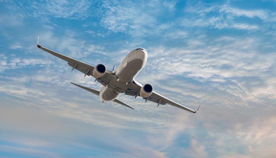 Passenger jet flying