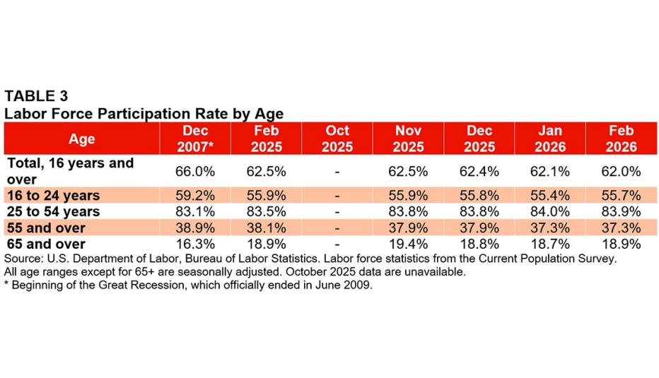 Table 3: February 2026 Employment Data Digest