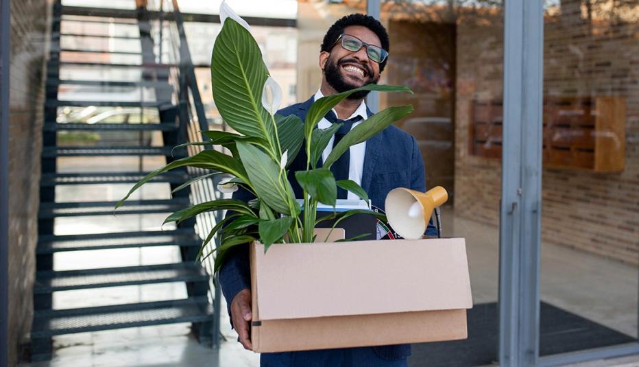 Man happy about changing jobs